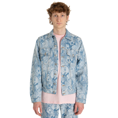 Shop Aries Cartoon Trucker Jacket In Blue