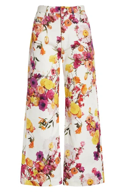 Shop Adam Lippes High Waist Floral Print Crop Pants In Ivory Floral