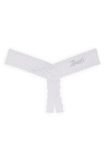 Hanky Panky Bride Crystal Open Gusset Thong In White | ModeSens