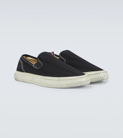 Shop Acne Studios Ballow Tumbled M Slip-on Sneakers In Black/off White