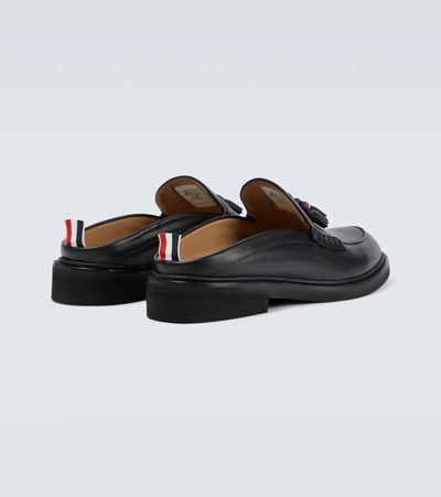Shop Thom Browne Leather Loafer Mule In Black