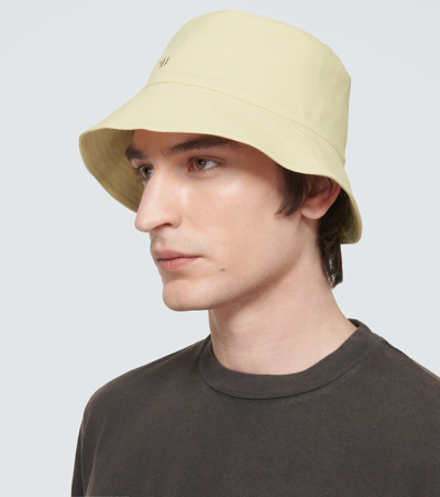 Nanushka Yellow Caran Bucket Hat In Creme
