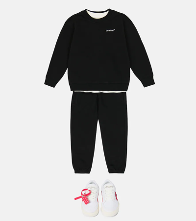 Off-white Logo Cotton Jersey Sweatpants In Black Yellow