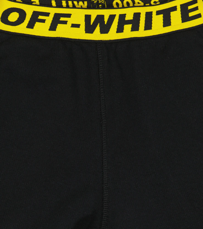 Shop Off-white Logo Cotton Jersey Shorts In Black Yellow