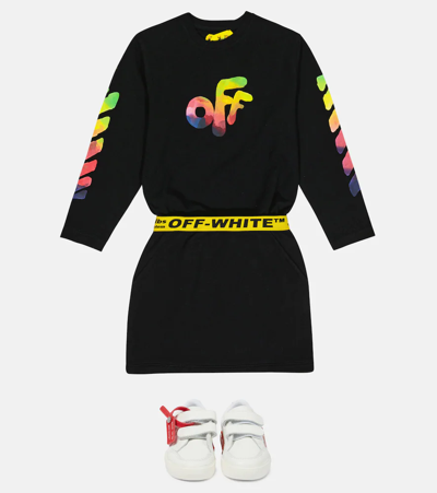 Shop Off-white Cotton Jersey Skirt In Black Yellow