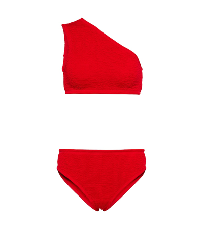 Shop Bottega Veneta One-shoulder Bikini In Scarlet