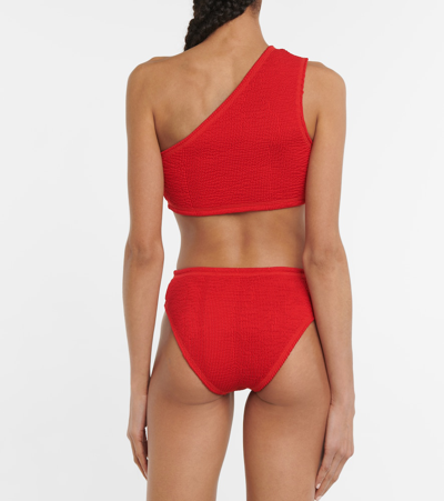 Shop Bottega Veneta One-shoulder Bikini In Scarlet