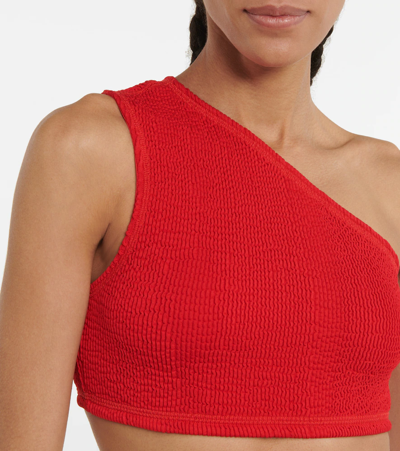 Shop Bottega Veneta One-shoulder Bikini In Scarlet