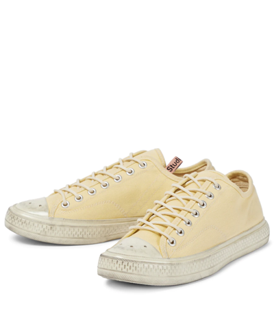Shop Acne Studios Canvas Sneakers In Pale Yellow/off White