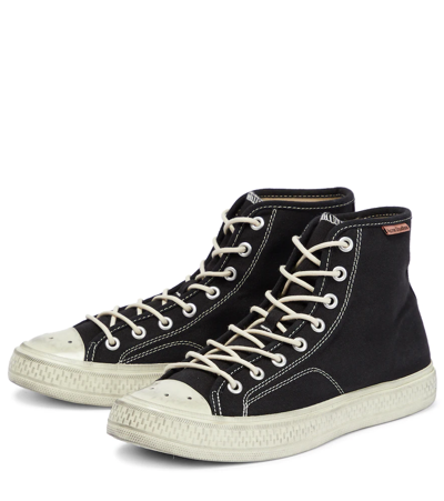 Shop Acne Studios Canvas High-top Sneakers In Black/off White