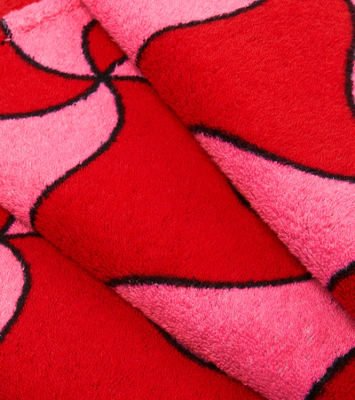 Bottega Veneta Ghost Abstract-pattern Beach Towel In Pink/red