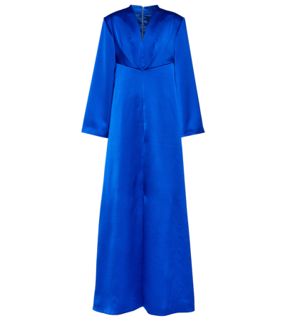 Shop Rasario Satin Gown In Blue