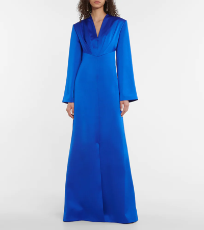 Shop Rasario Satin Gown In Blue