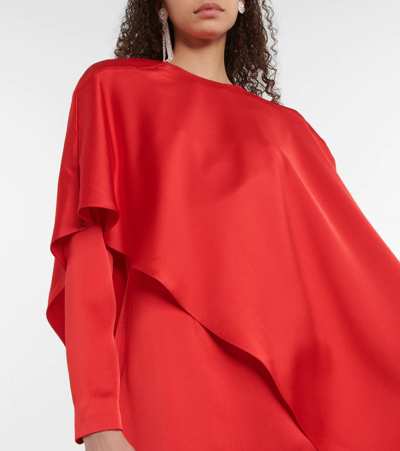 Shop Rasario Draped Satin Gown In Red