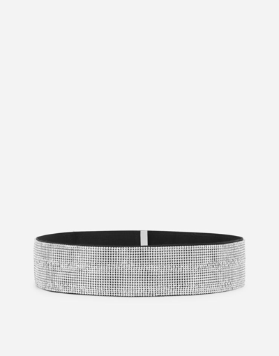 Dolce & Gabbana High-waist Crystal Mesh Belt In Crystal