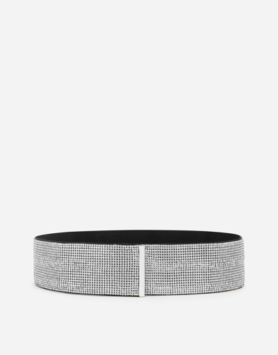 Dolce & Gabbana High-waist Crystal Mesh Belt In Crystal