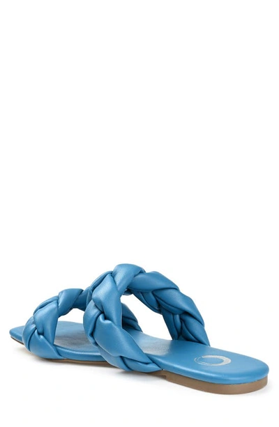 Shop Journee Collection Arietta Braid Strap Slide Sandal In Blue