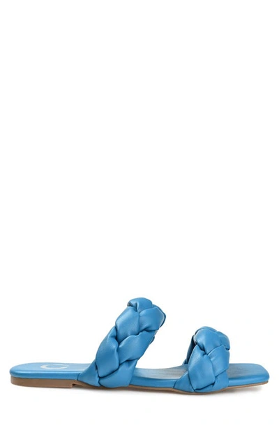 Shop Journee Collection Arietta Braid Strap Slide Sandal In Blue