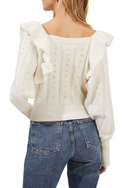 Shop Astr Cabot Ruffle Sweater In Off White