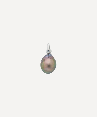 Shop Monica Vinader Silver Nura Grey Baroque Pearl Pendant Charm