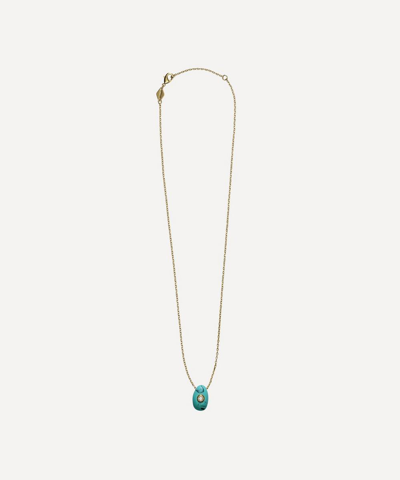 Shop Anni Lu Gold-plated Petit Pebble Turquoise Resin Pendant Necklace