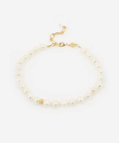 Shop Anni Lu Gold-plated Stellar Pearly Anklet In White