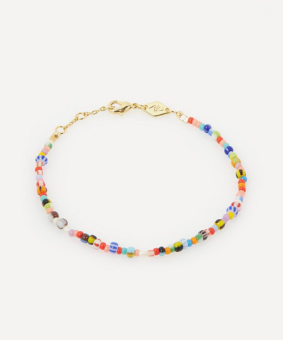 Shop Anni Lu Gold-plated Alaia Beaded Bracelet In Multi