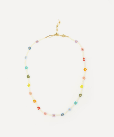 Shop Anni Lu Gold-plated Flower Power Beaded Necklace In Multi