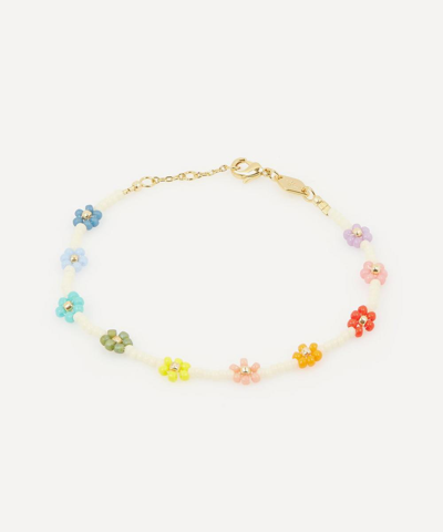 Shop Anni Lu Gold-plated Flower Power Beaded Bracelet In Multi