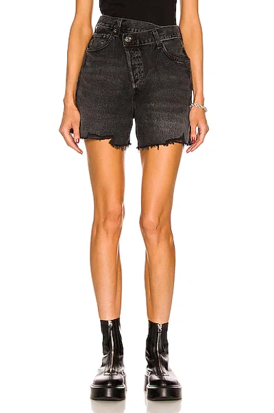 Shop Agolde Criss Cross Short In Hitchhike