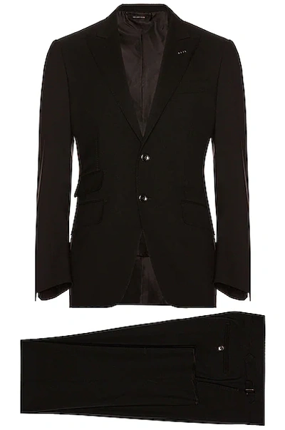 Shop Tom Ford Plain Weave Suit In Black