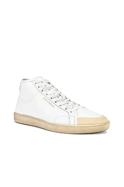 Shop Saint Laurent Mid Top Sneaker In White & Butter