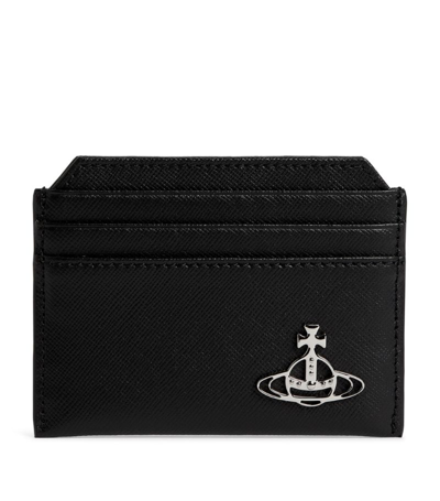 Shop Vivienne Westwood Leather Orb Card Holder In Black