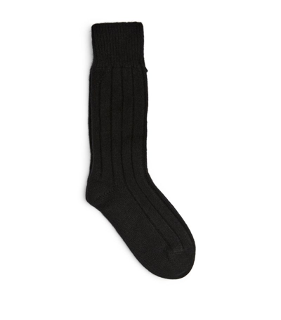 Shop Bottega Veneta Cashmere Rib-knit Socks In Black