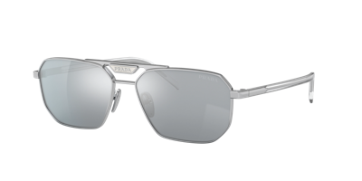 Shop Prada Man Sunglasses Pr 58ys In Blue Mirror Silver 80