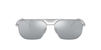 Shop Prada Man Sunglasses Pr 58ys In Blue Mirror Silver 80