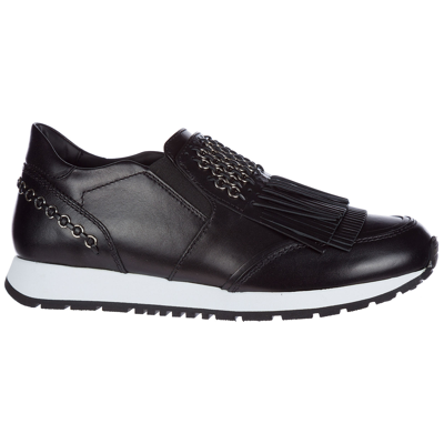 Shop Tod's Women's Shoes Leather Trainers Sneakers In Black