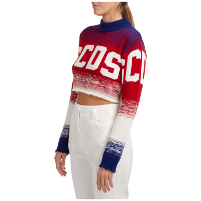 Shop Gcds Women's Jumper Sweater Crew Neck Round  Logo In Red