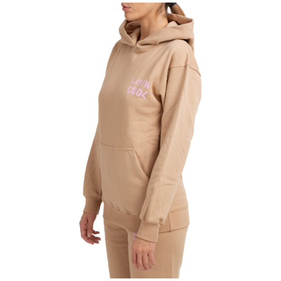 Shop Livincool Women's Sweatshirt Hood Hoodie In Beige