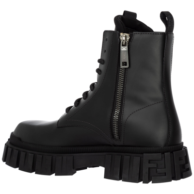 Shop Fendi Men's Leather Combat Boots  Force In Black