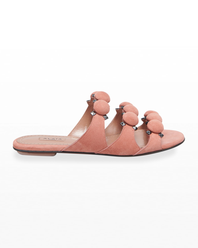 Shop Alaïa Flat Bombe Sandals In Caramel