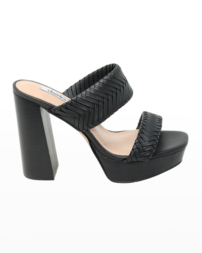Shop Charles David Intro Woven Leather Platform Sandals In Black