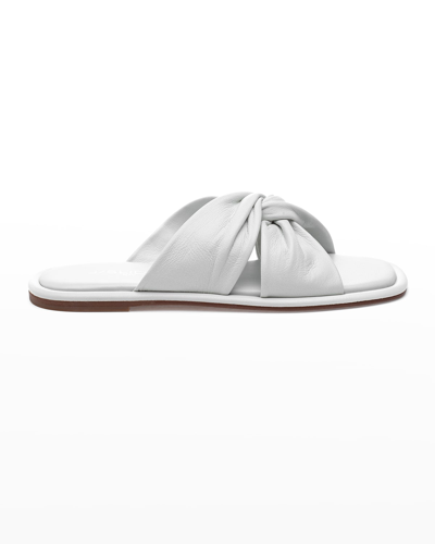 Shop Jslides Yaya Crisscross Leather Flat Sandals In White