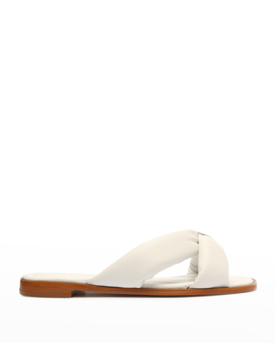 Shop Schutz Fairy Puffy Leather Flat Sandals In White