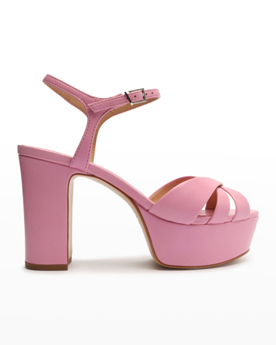 Shop Schutz Keefa Leather Ankle-strap Platform Sandals In Club Rose