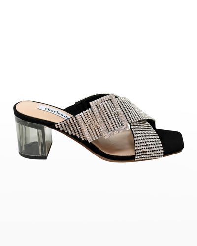 Shop Charles David Cayden Shimmery Buckle Crisscross Sandals In Black