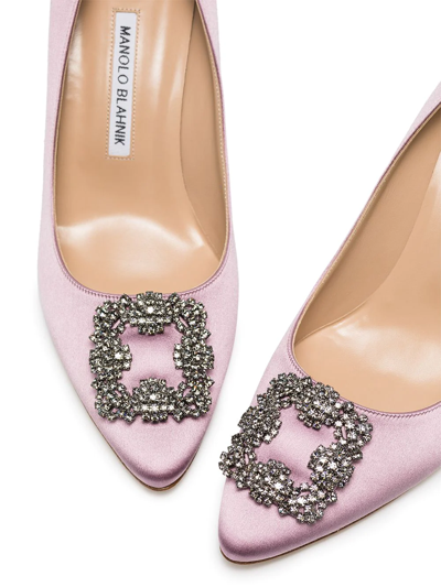 Shop Manolo Blahnik Crystal-embellished Hangisi 70mm Pumps In Violett