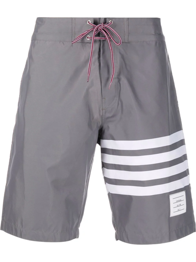 Shop Thom Browne 4-bar Swim Shorts In Grey