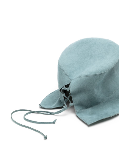 Muller Of Yoshiokubo Saddle Suede-effect Bucket Hat In Blue