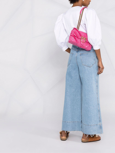 Pinko Love Raffia Fringe Shoulder Bag In Pink | ModeSens